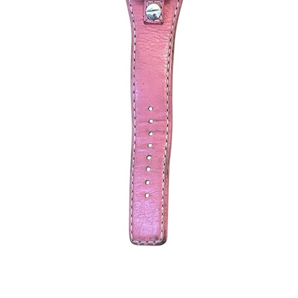 Fossil Silver Tone Dial Pink Leather Band Watch Bracelet‎ Y2K *READ* - Picture 2 of 12